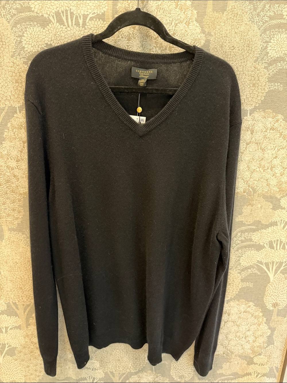 Club Room Luxury Men's Black V-Neck Cashmere Sweater, XXL